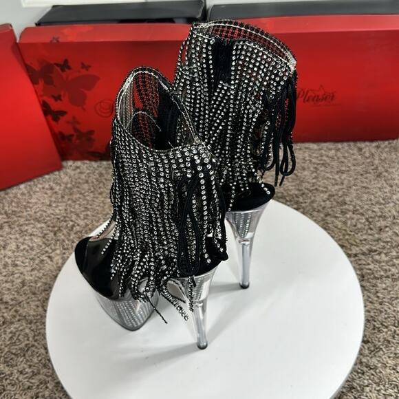 Adore-1017SRS Black Rhinestone Fringe Bootie $110 - Picture 9 of 16
